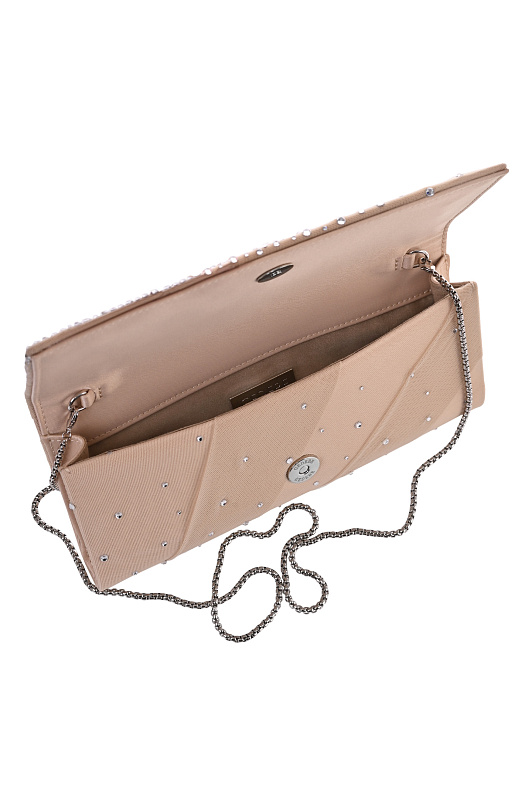 Вечерний клатч со стразами GEDEBE Бежевый Женский ENVELOPE DRAPE