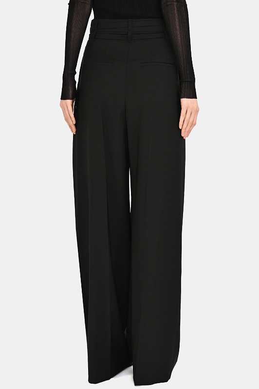 Шерстяные брюки с защипами SPORTMAX Черный Женский SPXBAUTTA 2612131021600 Шерстяные брюки с защипами SPORTMAX Черный Женский SPXBAUTTA 2612131021600
