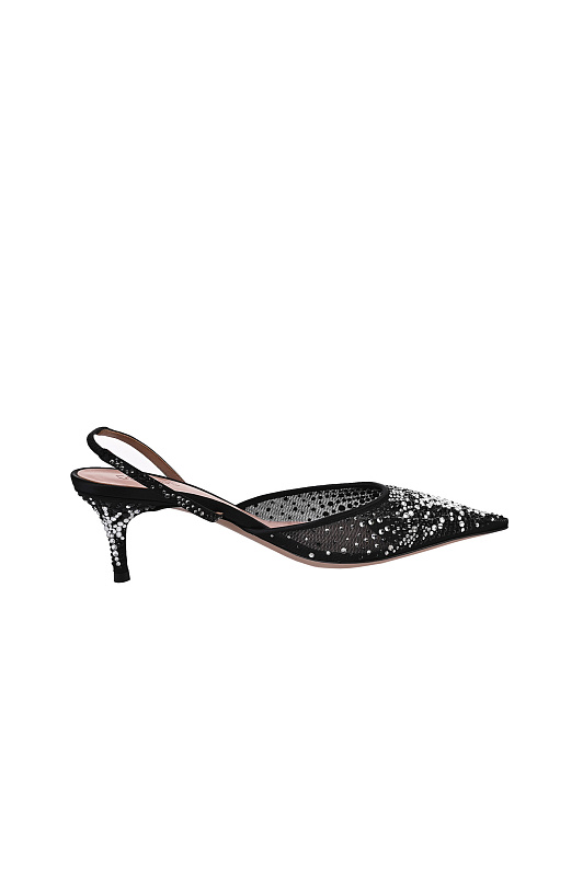 Сетчатые босоножки со стразами GEDEBE Черный Женский ANITTA SLINGBACK 55