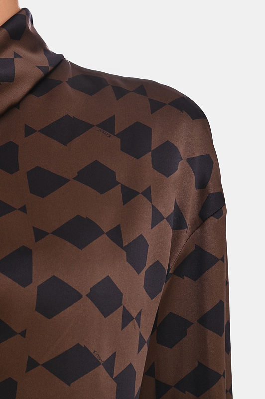 Атласная блуза с бантом KITON Коричневый Женский D62419K0584I1 Атласная блуза с бантом KITON Коричневый Женский D62419K0584I1