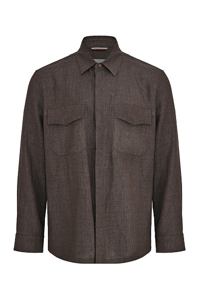 Льняная рубашка с карманами CANALI Льняная рубашка с карманами CANALI