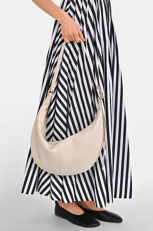 Кожаная сумка хобо SPORTMAX Молочный Женский SPSBRUNO 2612511023600 Кожаная сумка хобо SPORTMAX Молочный Женский SPSBRUNO 2612511023600