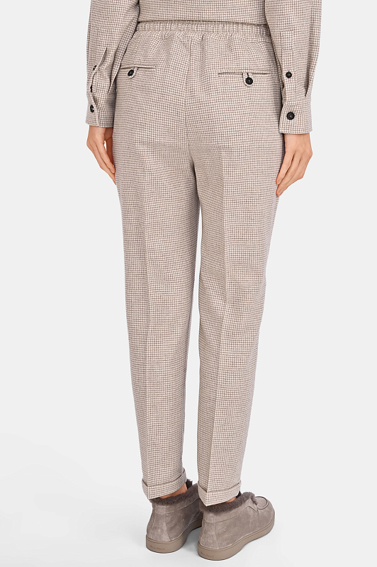 Зауженные брюки в клетку KITON Бежевый Женский D37102K0546I0 Зауженные брюки в клетку KITON Бежевый Женский D37102K0546I0