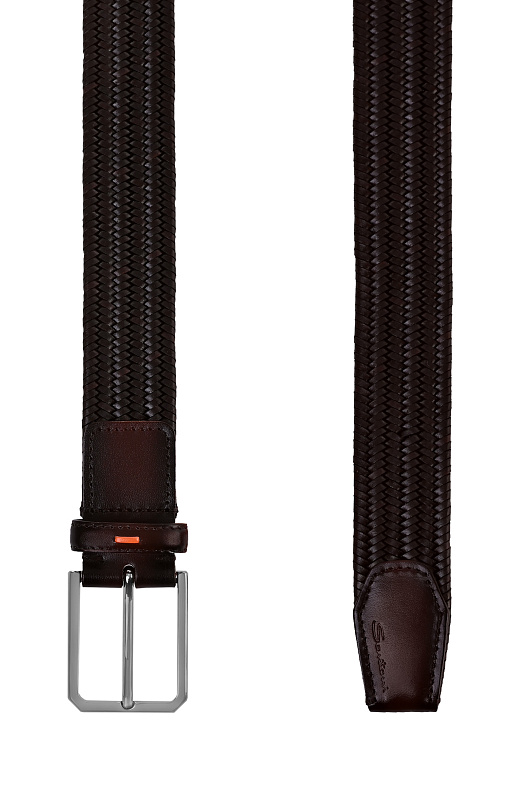 Плетеный ремень SANTONI Темно-коричневый Мужской CM35VC010B91EYPL Плетеный ремень SANTONI Темно-коричневый Мужской CM35VC010B91EYPL