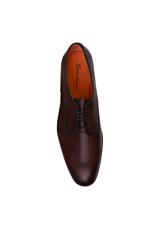 Кожаные туфли дерби SANTONI Темно-коричневый Мужской MCAG19026JJ6BNTG