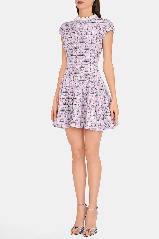 Твидовое платье с оборкой SELF PORTRAIT Розовый Женский AW26146SP Твидовое платье с оборкой SELF PORTRAIT Розовый Женский AW26146SP