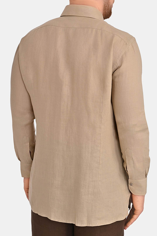 Льняная рубашка с карманом KITON Бежевый Мужской UMCNERHH096902 Льняная рубашка с карманом KITON Бежевый Мужской UMCNERHH096902
