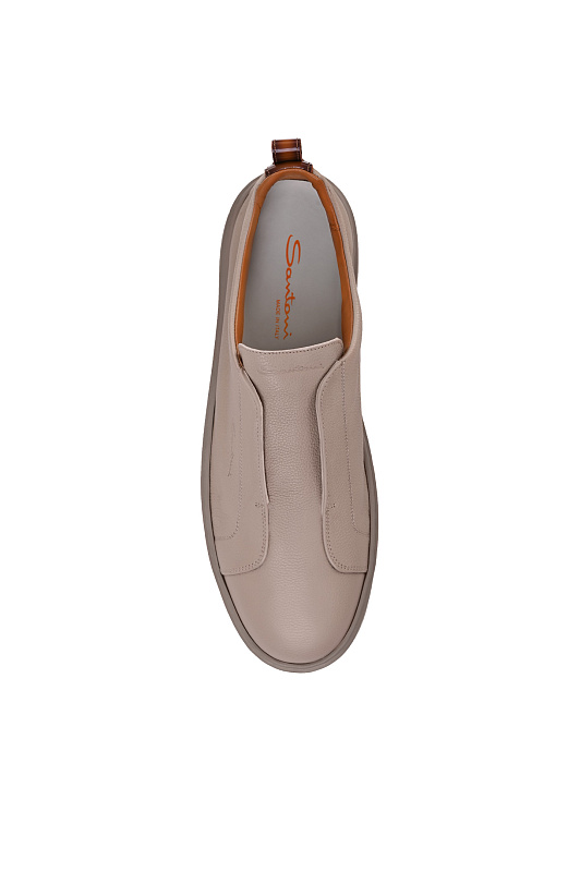 Кожаные кеды-слипоны SANTONI Бежевый Мужской MBCG21995TARTLLDE68
