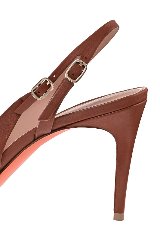 Кожаные босоножки-слингбэк SANTONI Коричневый Женский WDIG71269HI2NSZAC50
