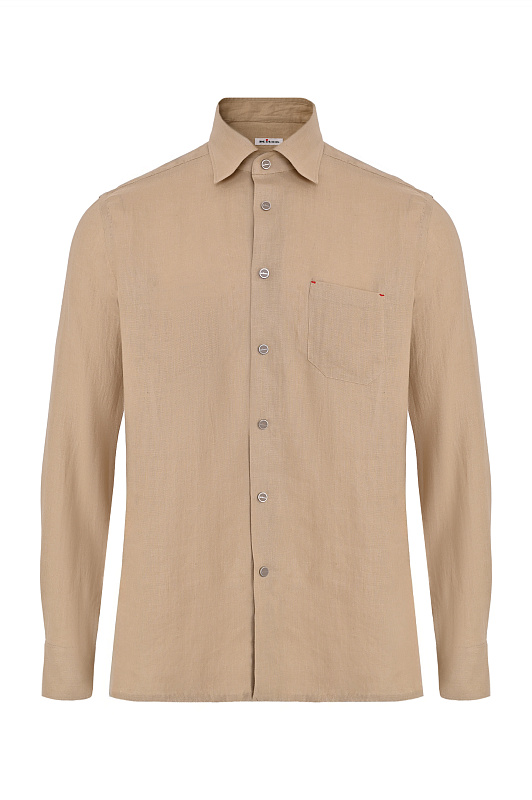 Льняная рубашка с карманом KITON Бежевый Мужской UMCNERHH096902 Льняная рубашка с карманом KITON Бежевый Мужской UMCNERHH096902