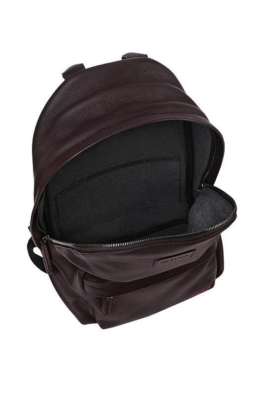 Кожаный рюкзак с карманом KITON Темно-коричневый Мужской UBA0102N012710 Кожаный рюкзак с карманом KITON Темно-коричневый Мужской UBA0102N012710