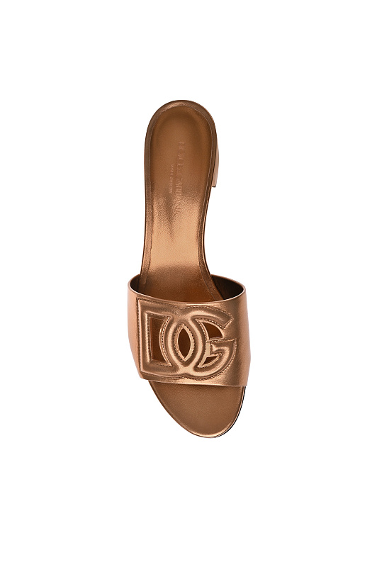 Кожаные пантолеты с монограммой DOLCE & GABBANA Желтый Женский CR1755 A5837 Кожаные пантолеты с монограммой DOLCE & GABBANA Желтый Женский CR1755 A5837