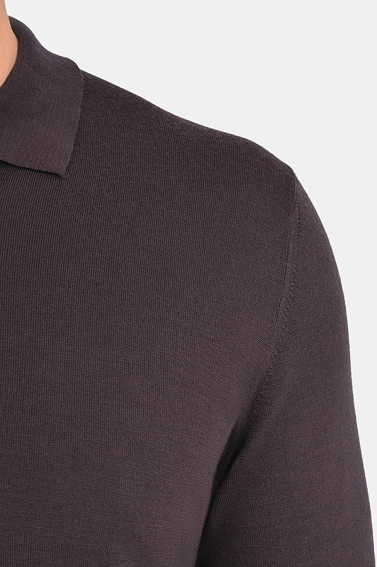 Поло шерстяное CANALI Темно-коричневый Мужской MK01149 C0572 Поло шерстяное CANALI Темно-коричневый Мужской MK01149 C0572
