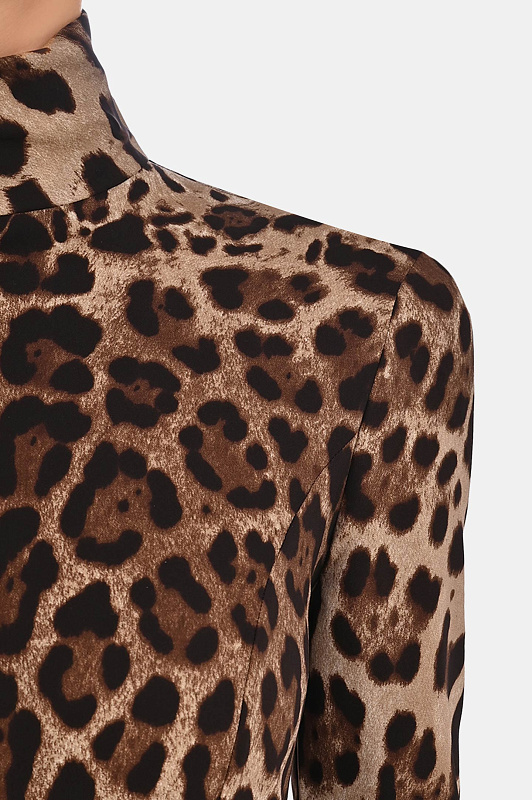 Платье макси с леопардом DOLCE & GABBANA  Леопардовый Женский F612KT FSADD