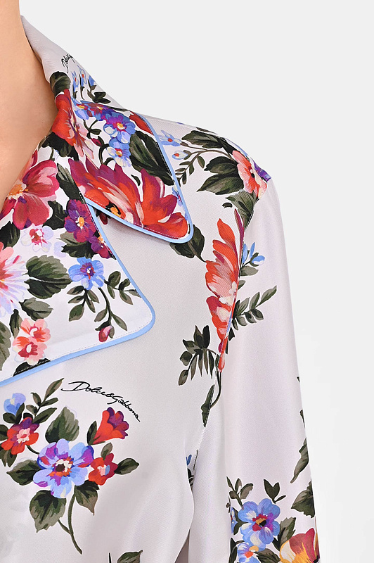 Шелковая блуза с поясом DOLCE & GABBANA  Белый Женский F5Q03TIS11I HA5ZO