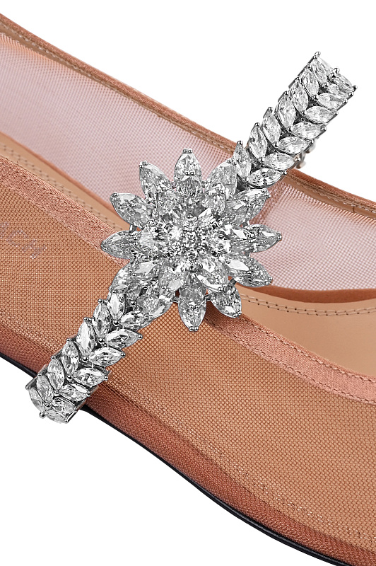 Сетчатые балетки с декором MACH & MACH Коричневый Женский PF26-S0913-10-X18-NUD Сетчатые балетки с декором MACH & MACH Коричневый Женский PF26-S0913-10-X18-NUD
