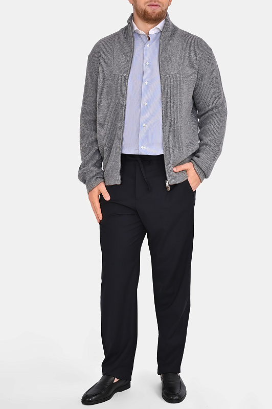 Фактурный кардиган на молнии CANALI Серый Мужской MK02552 C1223 Фактурный кардиган на молнии CANALI Серый Мужской MK02552 C1223