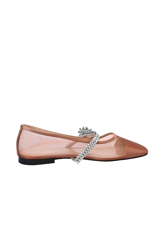 Сетчатые балетки с декором MACH & MACH Коричневый Женский PF26-S0913-10-X18-NUD Сетчатые балетки с декором MACH & MACH Коричневый Женский PF26-S0913-10-X18-NUD