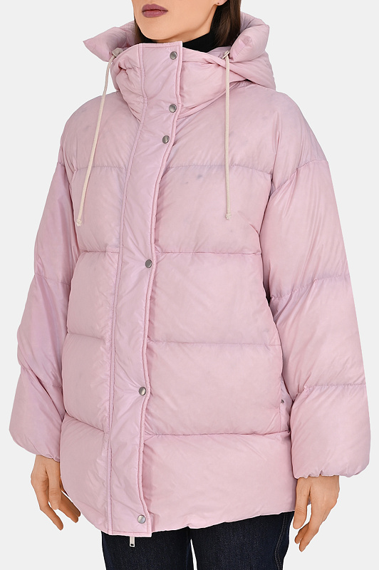 Стёганый пуховик с капюшоном JIL SANDER Розовый Женский J40AF0183 J70007