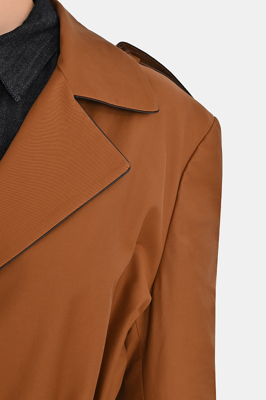 Хлопковый плащ с поясом KITON Коричневый Женский D61613K0993G0100I 
