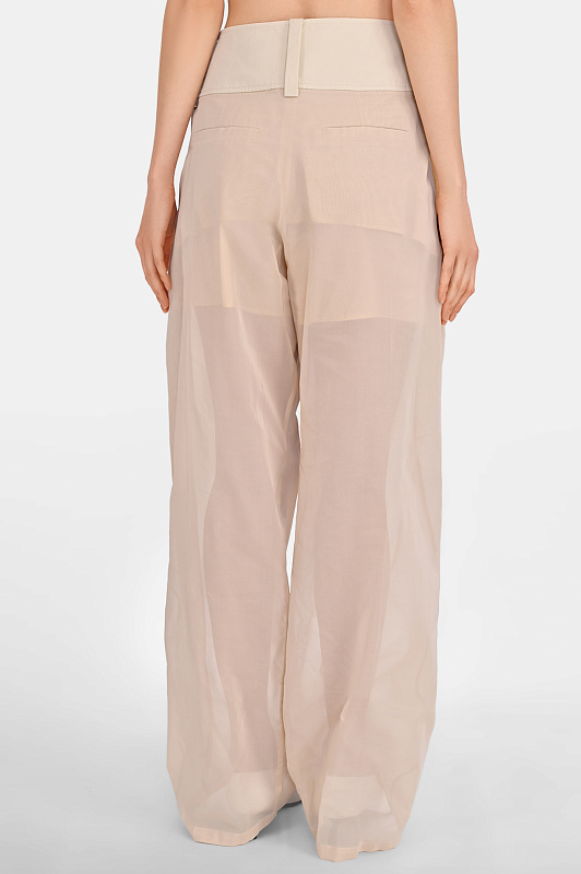 Хлопковые брюки SPORTMAX Молочный Женский SPSFERITO 2612131033600