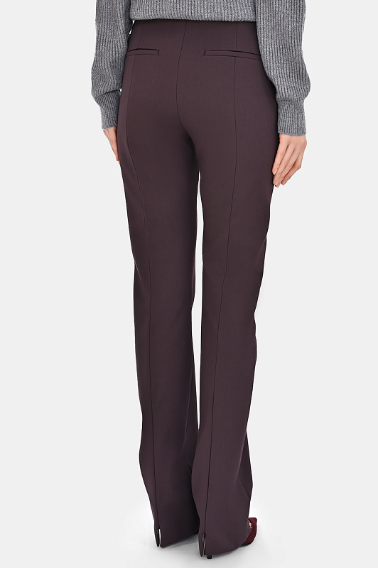 Шерстяные брюки с поясом SPORTMAX Темно-коричневый Женский BANDA1234 2522136123600