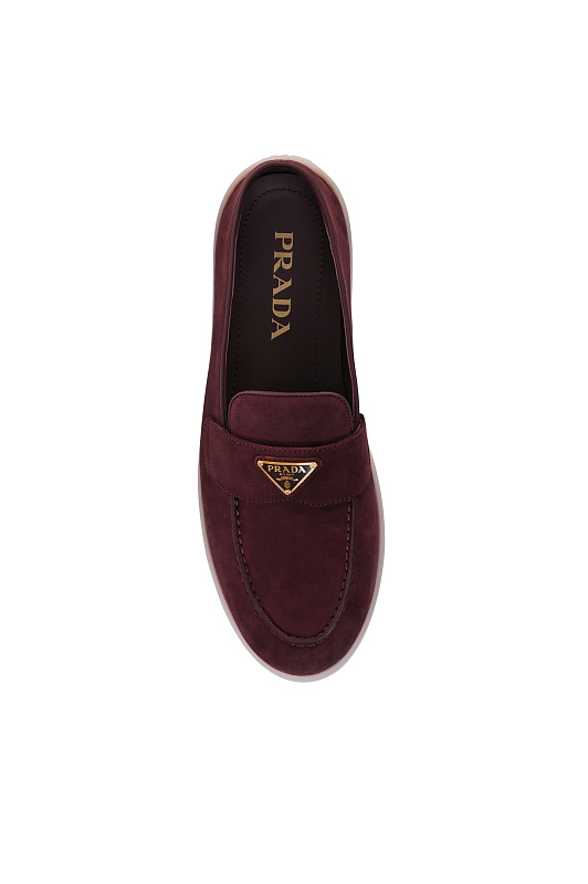 Замшевые лоферы PRADA  Бордовый Женский 1D222NB0253LOL