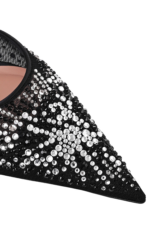 Сетчатые босоножки со стразами GEDEBE Черный Женский ANITTA SLINGBACK 55