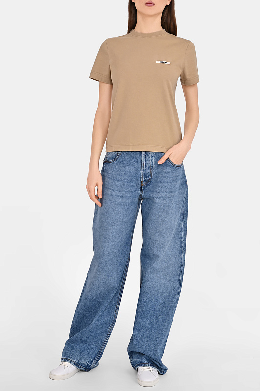 Хлопковая футболка с лого JACQUEMUS Бежевый Женский TSW00550AJ00029 Хлопковая футболка с лого JACQUEMUS Бежевый Женский TSW00550AJ00029