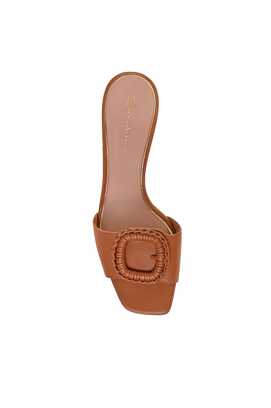 Кожаные пантолеты с пряжкой SANTONI Коричневый Женский WHNG72080HA2NWKEC41