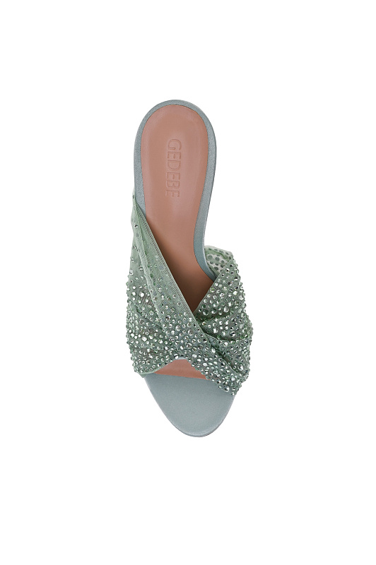 Текстильные мюли со стразами GEDEBE Зеленый Женский MARIEL MULE 105