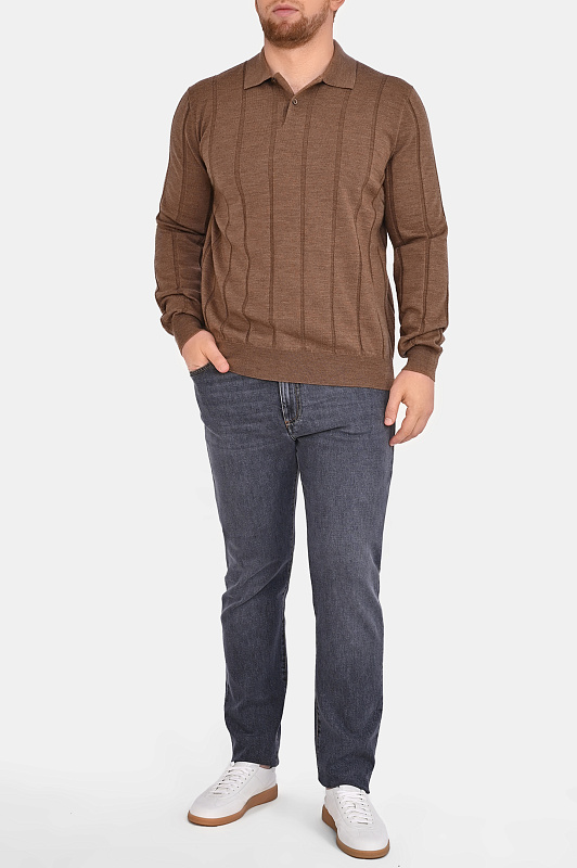 Поло с узором CANALI Коричневый Мужской MK02483 C1134 Поло с узором CANALI Коричневый Мужской MK02483 C1134