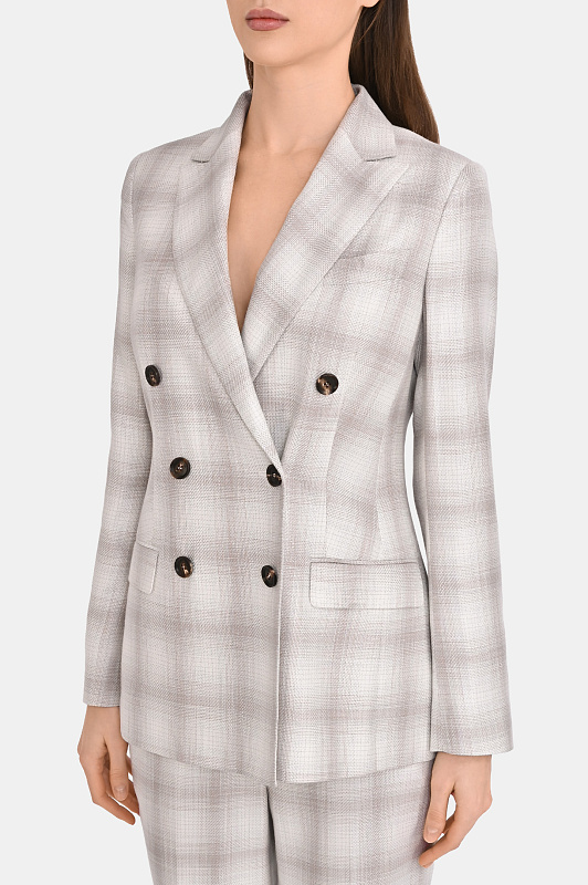 Вискозный жакет в клетку KITON Серый Женский D46523K0922G08004