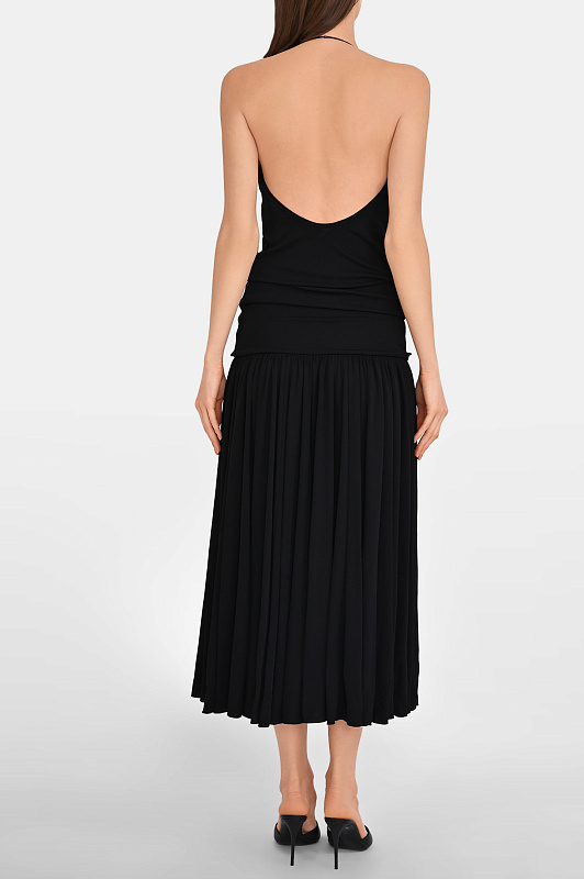 Вискозное платье миди JACQUEMUS Черный Женский DRW00792AJ00253 Вискозное платье миди JACQUEMUS Черный Женский DRW00792AJ00253