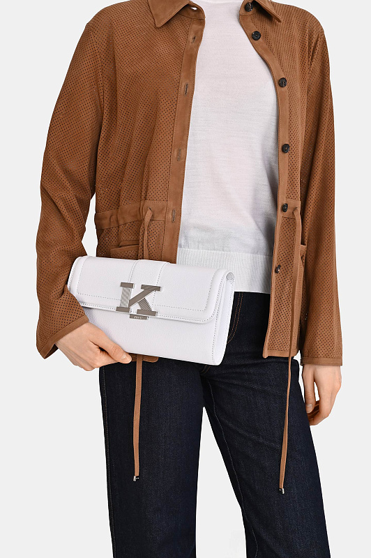 Кожаный клатч с клапаном KITON Белый Женский DKARRYK0938F16001