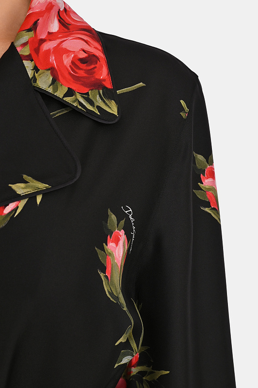 Шелковая блуза с поясом DOLCE & GABBANA Черный Женский F5Q03TIS11G Шелковая блуза с поясом DOLCE & GABBANA Черный Женский F5Q03TIS11G