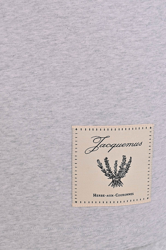 Хлопковая блуза с нашивкой JACQUEMUS Серый Женский TSW00593AJ00045