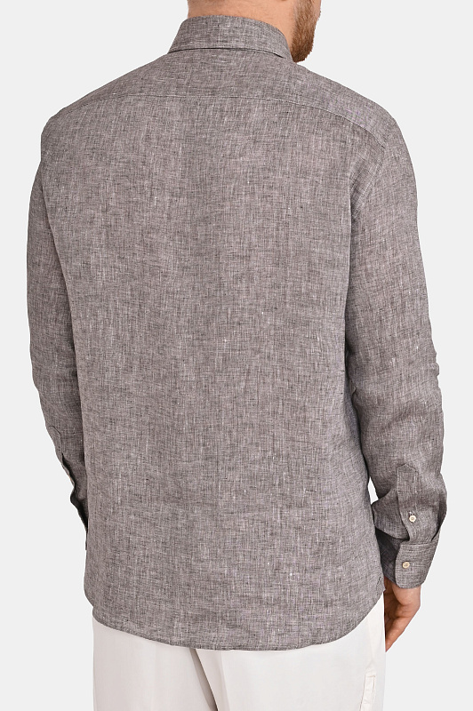 Льняная рубашка классика BRUNELLO CUCINELLI Коричневый Мужской MM6840627 Льняная рубашка классика BRUNELLO CUCINELLI Коричневый Мужской MM6840627