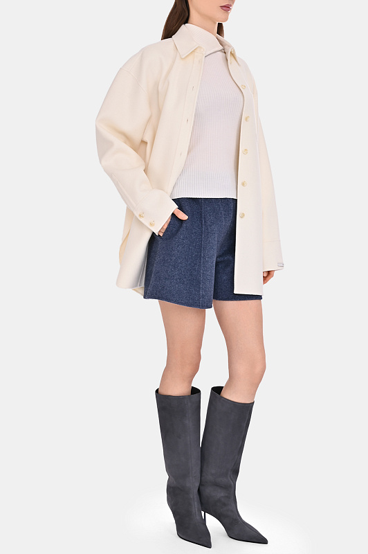 Шерстяная блуза-рубашка SPORTMAX Молочный Женский RIBER 2522196013600 Шерстяная блуза-рубашка SPORTMAX Молочный Женский RIBER 2522196013600