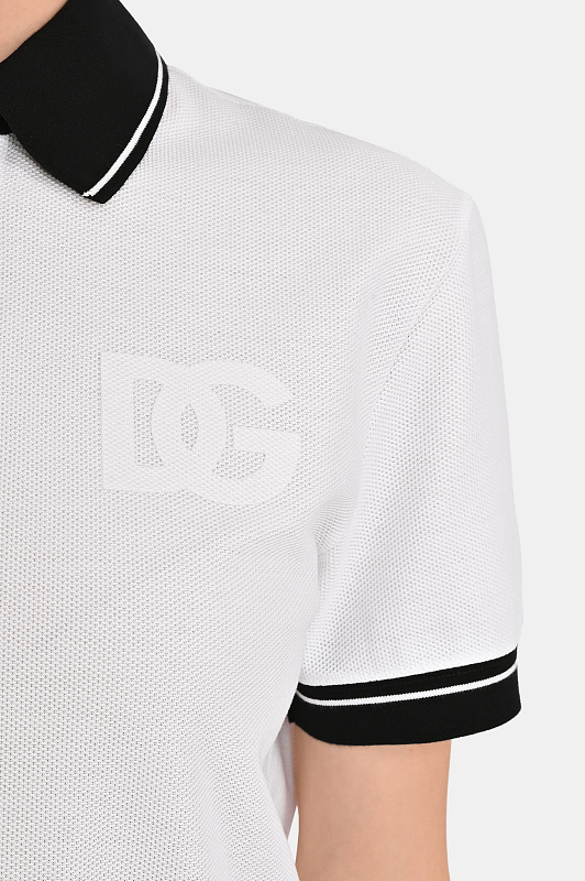 Хлопковое поло с кантом DOLCE & GABBANA Белый Женский F8V33Z GDDMH Хлопковое поло с кантом DOLCE & GABBANA Белый Женский F8V33Z GDDMH