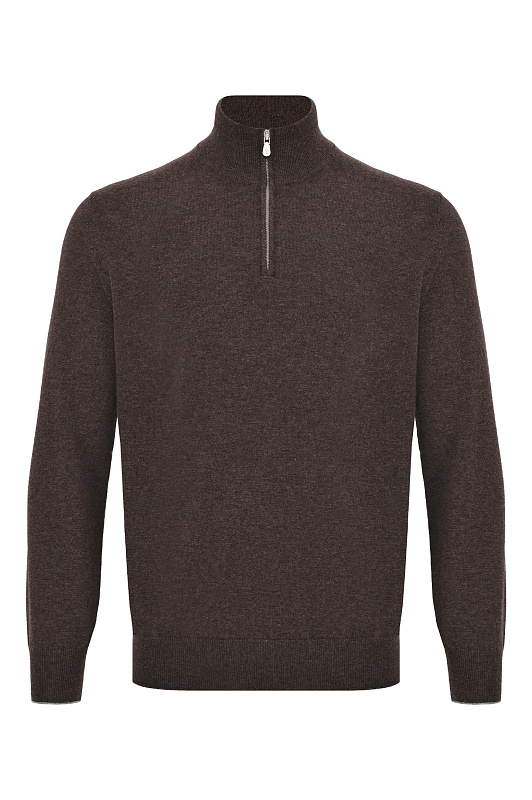 Трикотажный джемпер с молнией BRUNELLO CUCINELLI Коричневый Мужской M2200124 Трикотажный джемпер с молнией BRUNELLO CUCINELLI Коричневый Мужской M2200124
