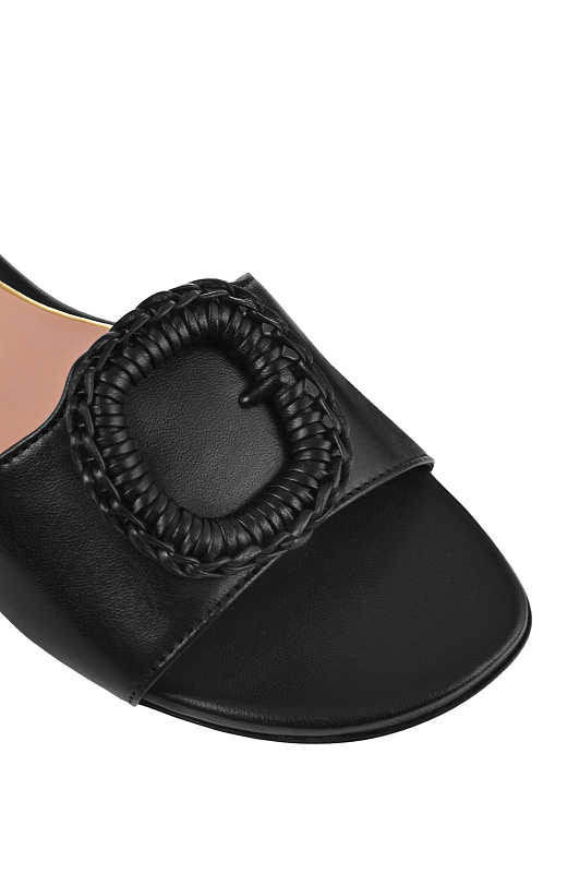 Кожаные пантолеты с пряжкой SANTONI Черный Женский WHPG72081HA1NWKEN01