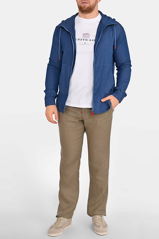 Льняные брюки прямые KITON Зеленый Мужской UPN01H0969008 Льняные брюки прямые KITON Зеленый Мужской UPN01H0969008