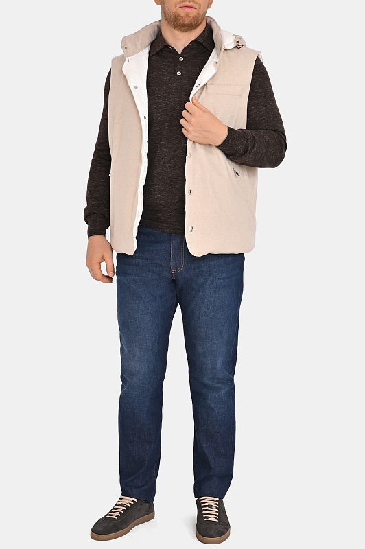 Стеганый жилет с капюшоном BRUNELLO CUCINELLI Бежевый Мужской MM4701775 Стеганый жилет с капюшоном BRUNELLO CUCINELLI Бежевый Мужской MM4701775