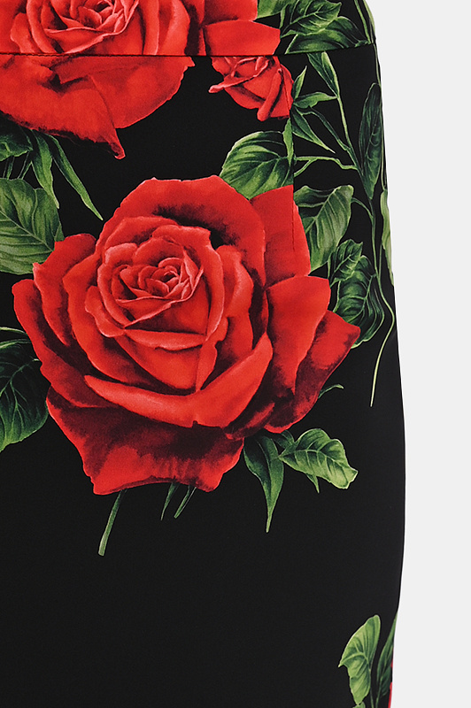 Юбка-карандаш с розами DOLCE & GABBANA  Черный Женский F4CSJT FSA9R 