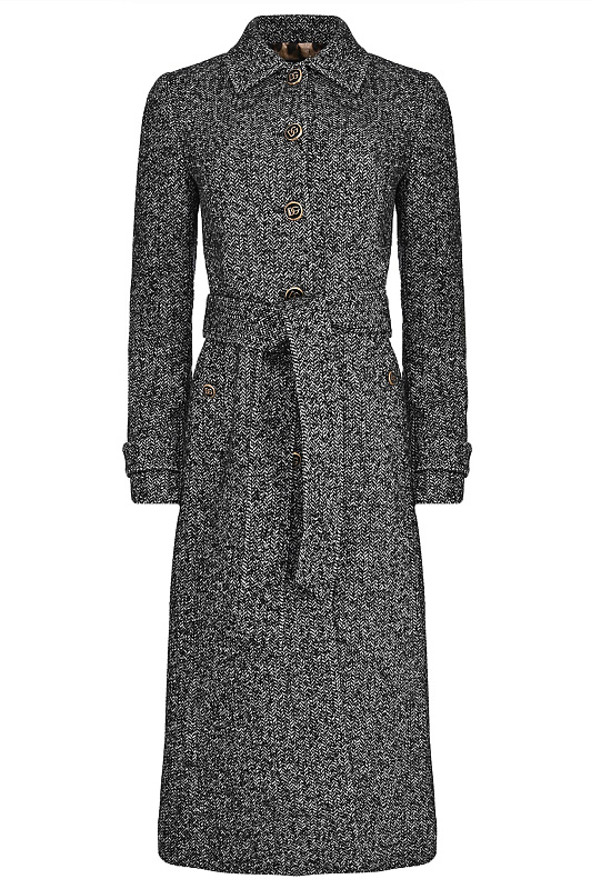 Фактурное пальто с поясом DOLCE & GABBANA Черно-белый Женский F0W7TT FCZAE Фактурное пальто с поясом DOLCE & GABBANA Черно-белый Женский F0W7TT FCZAE