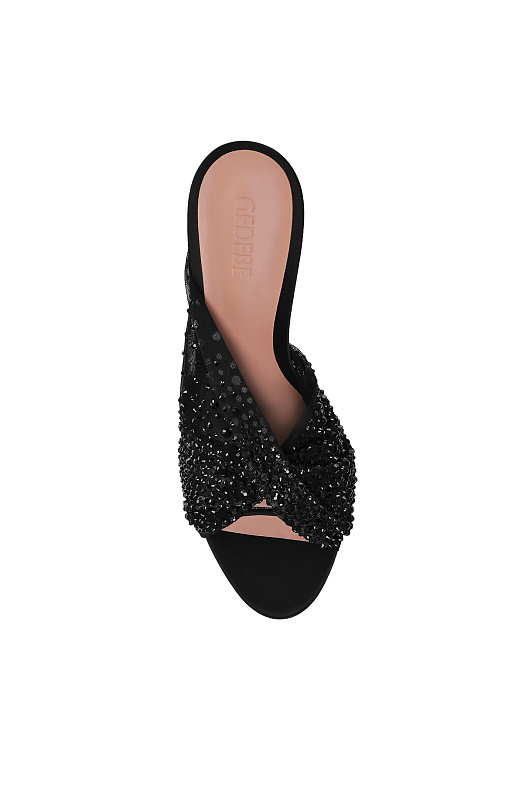 Текстильные мюли со стразами GEDEBE Черный Женский MARIEL MULE 105