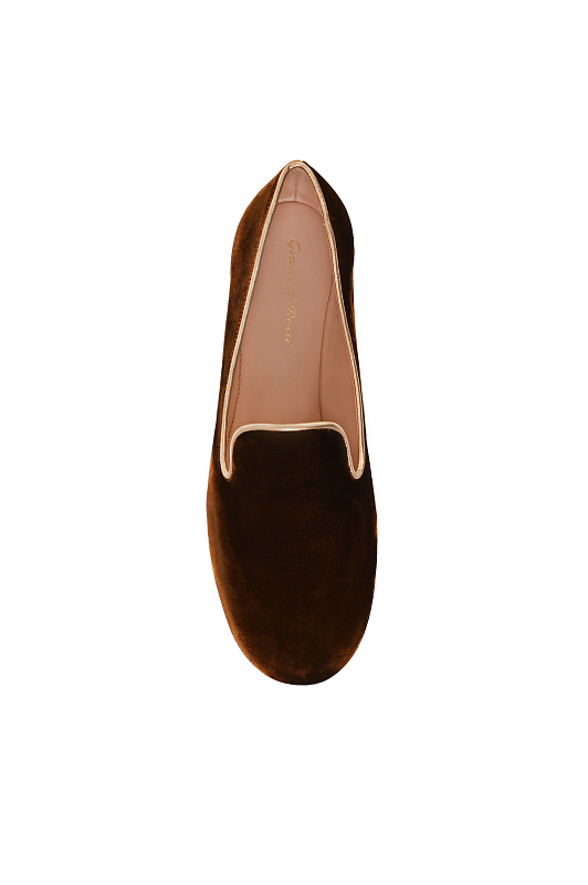 Бархатные лоферы GIANVITO ROSSI Коричневый Женский G25332.05CUO.XVKBWME Бархатные лоферы GIANVITO ROSSI Коричневый Женский G25332.05CUO.XVKBWME