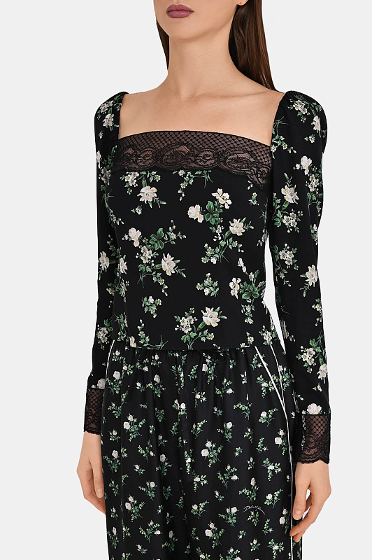 Шелковая блуза DOLCE & GABBANA Черный Женский F7BQ1TFSA9G Шелковая блуза DOLCE & GABBANA Черный Женский F7BQ1TFSA9G