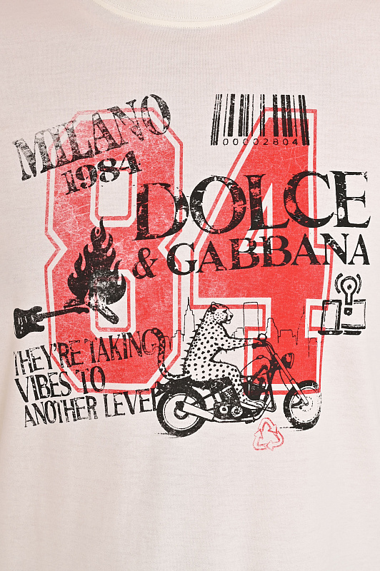 Хлопковая футболка с принтом DOLCE & GABBANA  Молочный Мужской G8PN9T G7PQB